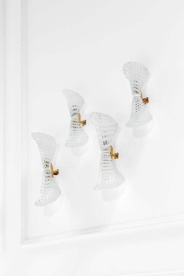 Archimede Seguso - Quattro lampade da parete per l'Hotel Bristol di Merano