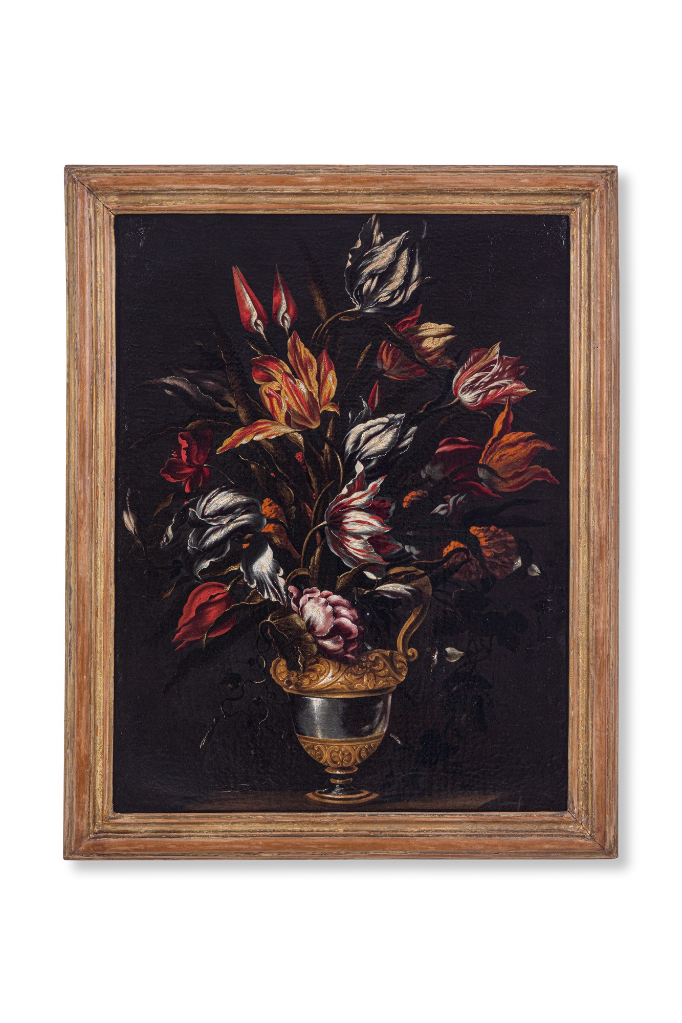 Scuola romana del XVII-XVIII sec. - Coppia di nature morte con vaso di fiori