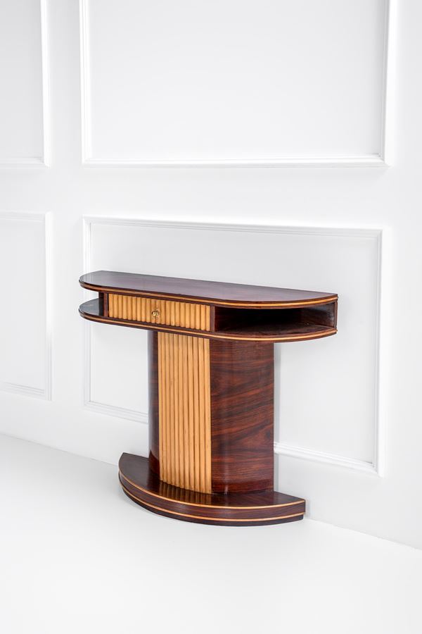 Console con cassetto centrale e due vani a giorno laterali