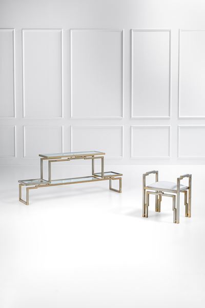Grande Console con Piani a Giorno e Sgabello