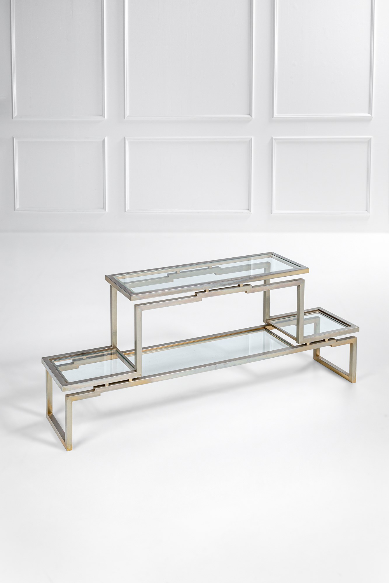 Willy Rizzo, nel Gusto di - Grande Console con Piani a Giorno e Sgabello