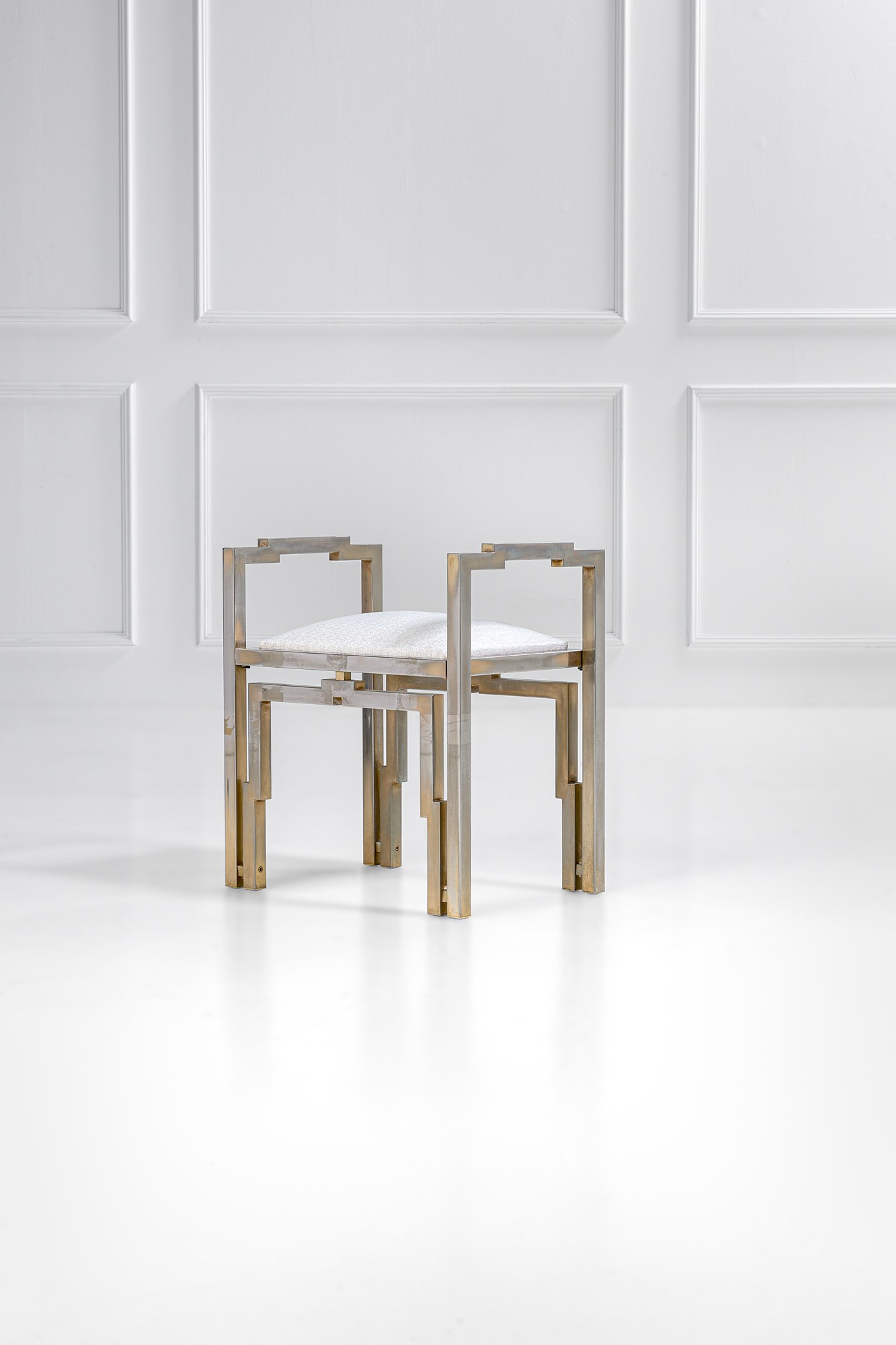 Willy Rizzo, nel Gusto di - Grande Console con Piani a Giorno e Sgabello