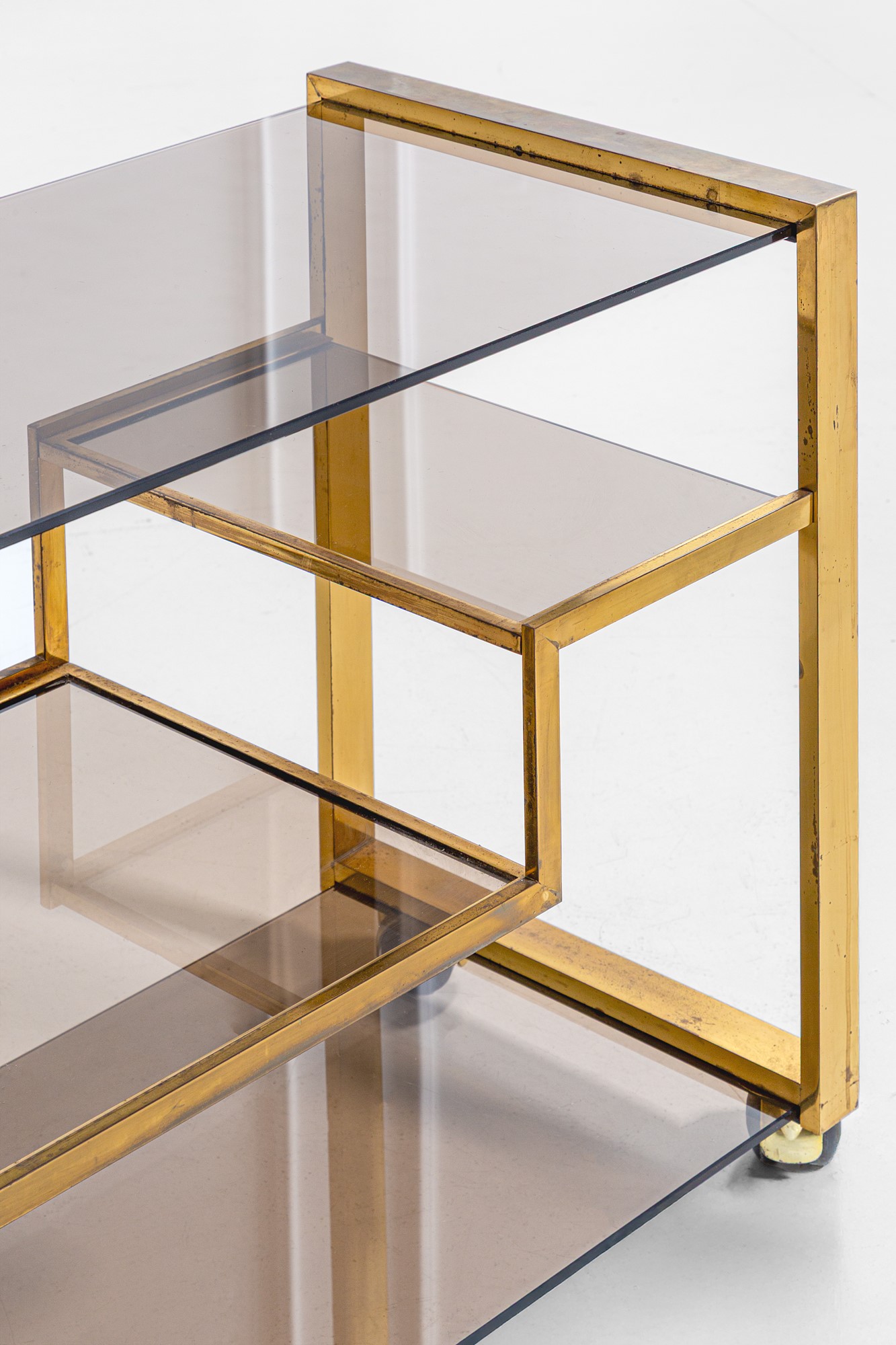 Gallotti & Radice - Carrello in ottone e vetro fumé, 1970 ca.