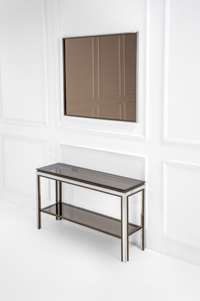 Willy Rizzo, Console con specchiera in metallo cromato e ottone