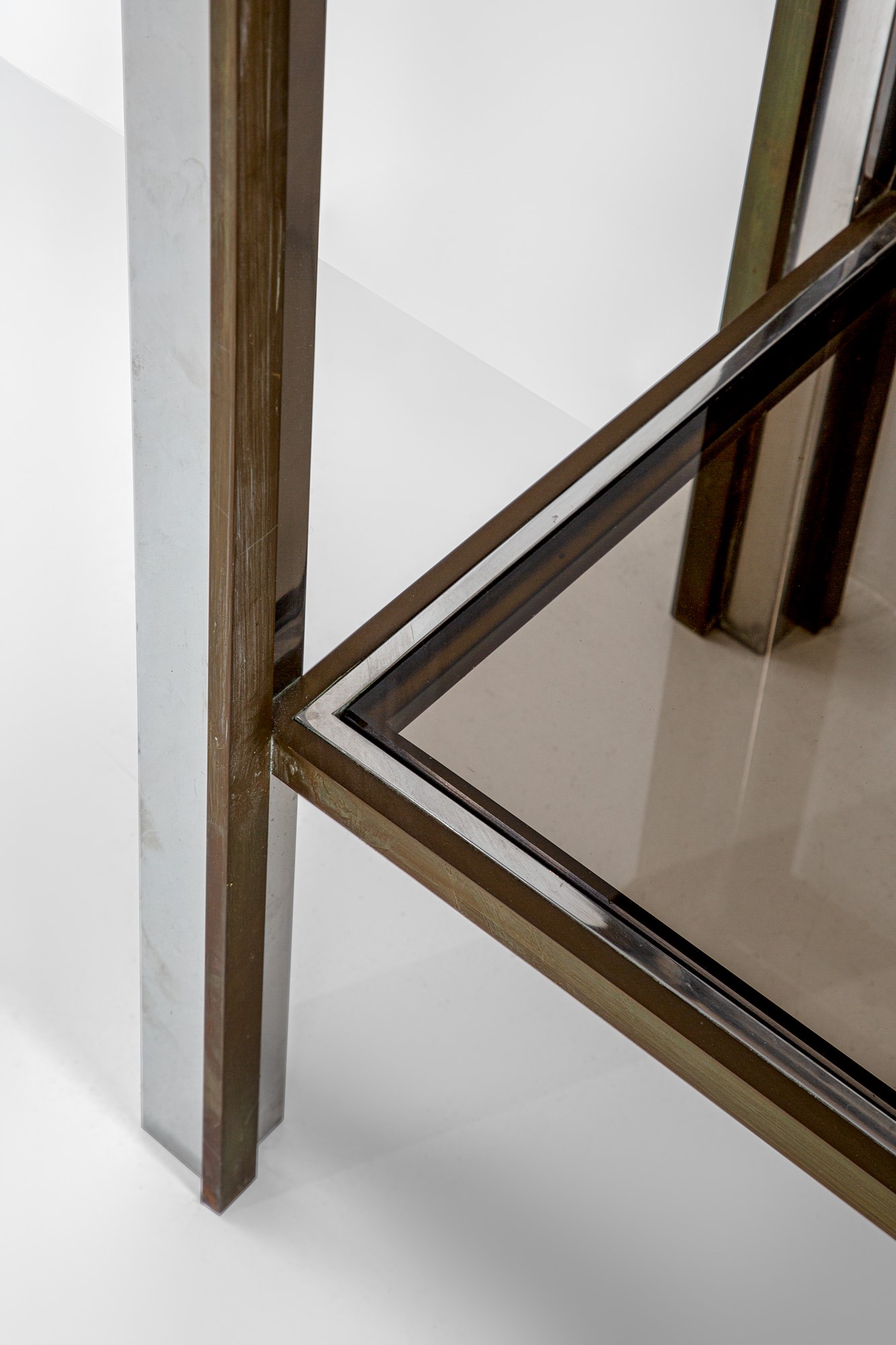Willy Rizzo, nel Gusto di - Willy Rizzo, Console con specchiera in metallo cromato e ottone