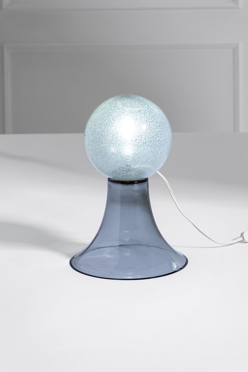 a.V. Mazzega (attr.) - Lampada da tavolo in vetro colorato e vetro a bollicine