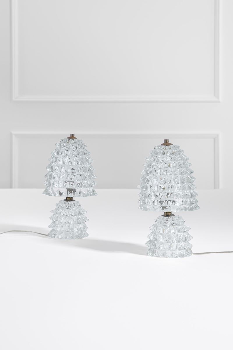 Due lampade tavolo in vetro rostrato