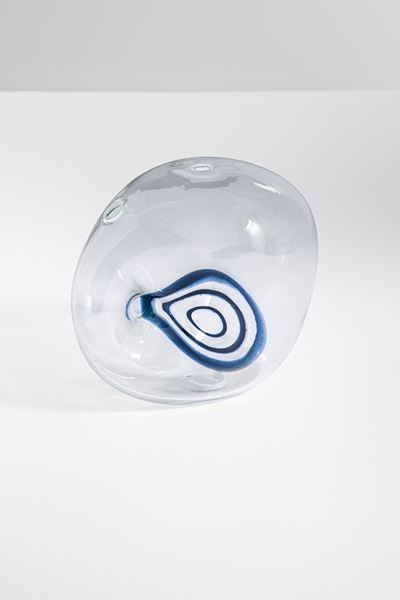 Vaso in vetro trasparente con murrina