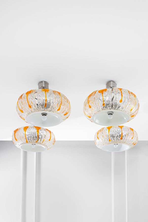 A.V. Mazzega (attr.) - Quattro lampade a sospensione