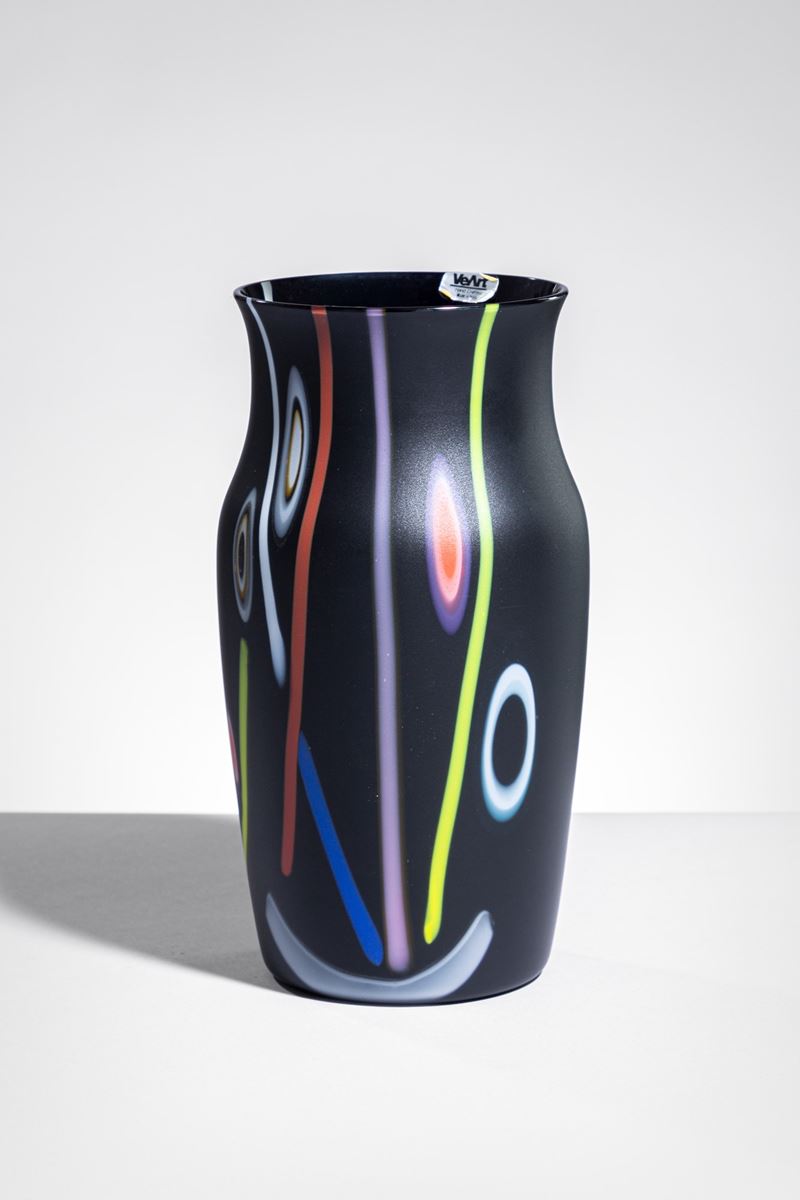 Bruno Gambone - Vaso della serie Mirò, vetro soffiato con inclusioni decorative