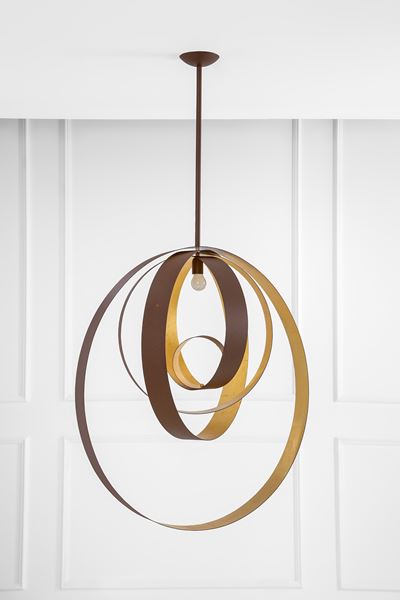 Lampadario mod. Circle in metallo dorato