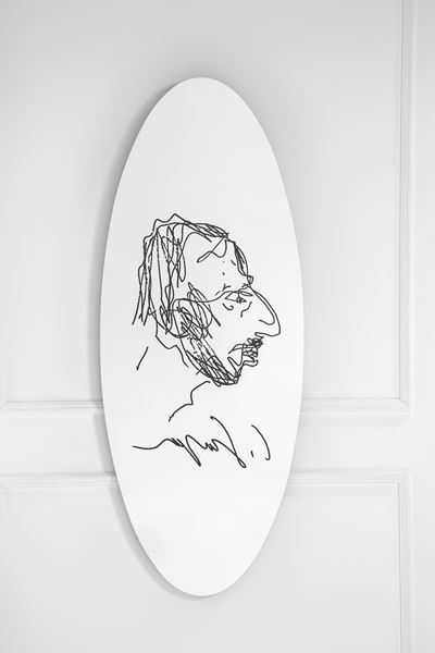 Specchiera omaggio a Carlo Scarpa, vetro specchiato serigrafato, 2004