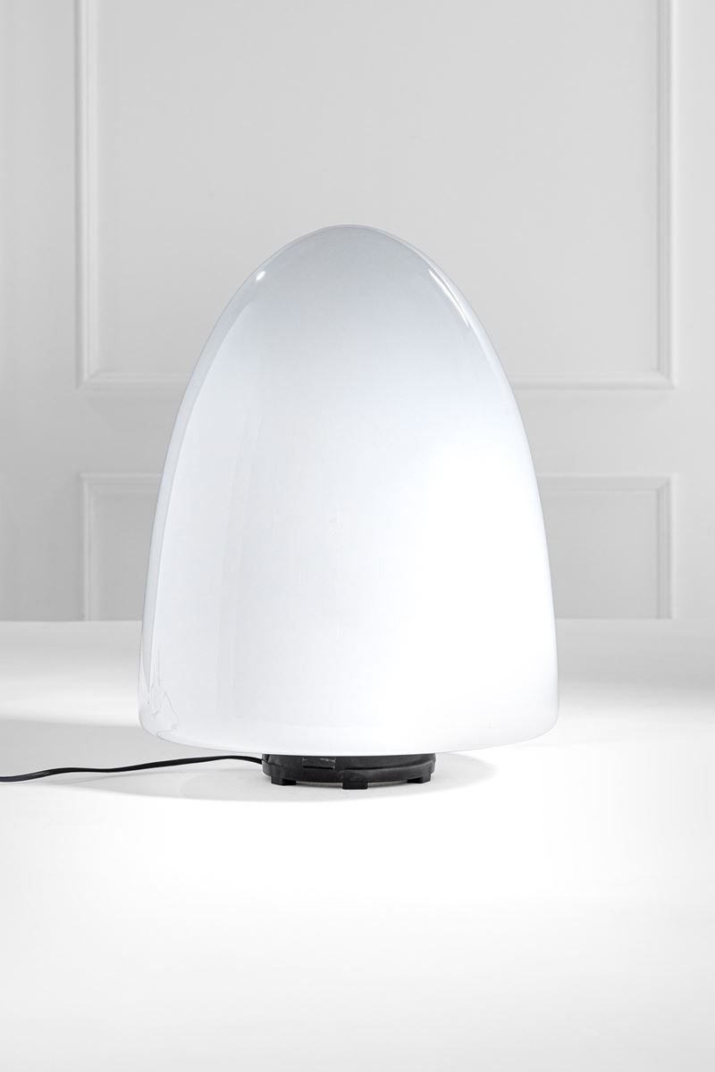 Giusto Toso - Lampada da plafone o da tavolo Ebe 34, metallo verniciato, gomma, vetro opalino