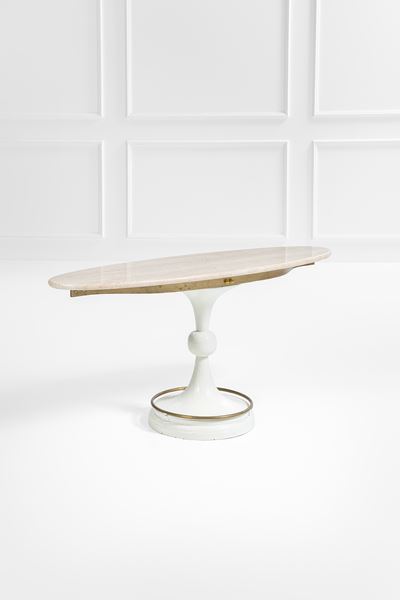 Console in metallo laccato e travertino