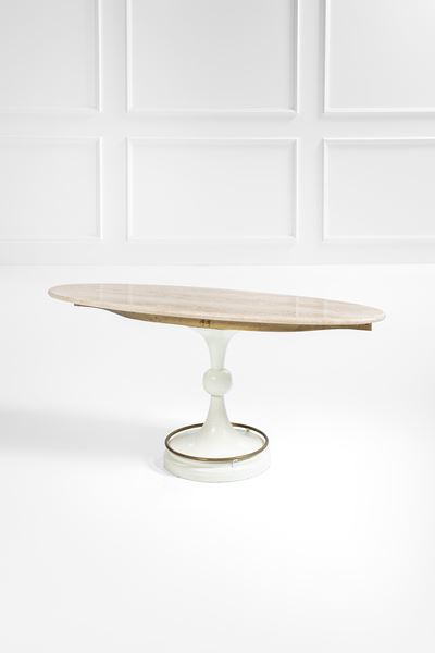 Console in metallo laccato e travertino