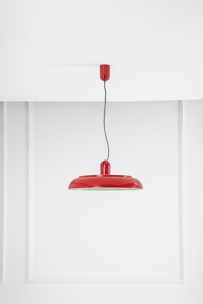 Joe Colombo - Lampada a sospensione mod. 4475 - alluminio laccato e vetro, circa 1965