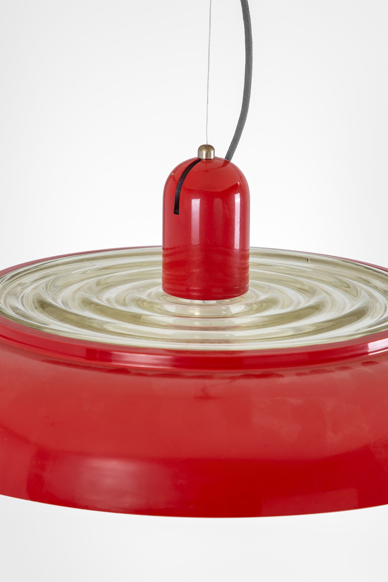 Joe Colombo - Lampada a sospensione mod. 4475 - alluminio laccato e vetro, circa 1965