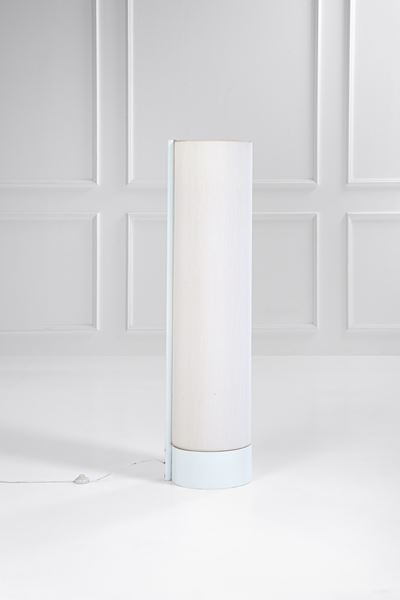 Lampada da terra mod. Cilindro, metallo laccato e tessuto