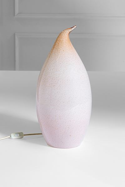 Lampada da tavolo in vetro sommerso con inclusioni d'oro
