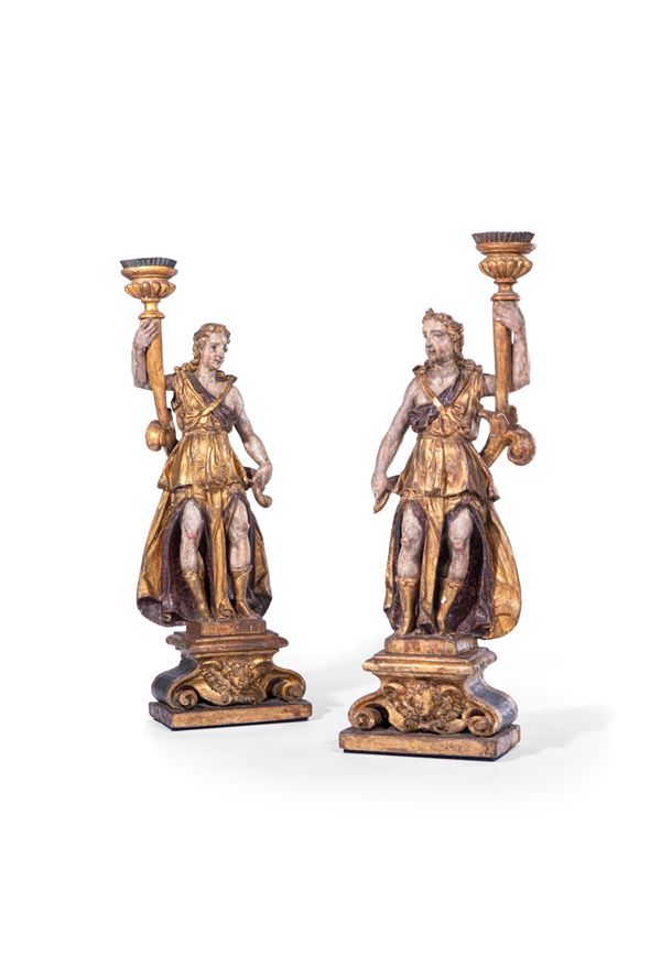 Due sculture portacero - Lombardia fine XVII inizi XVIII sec.