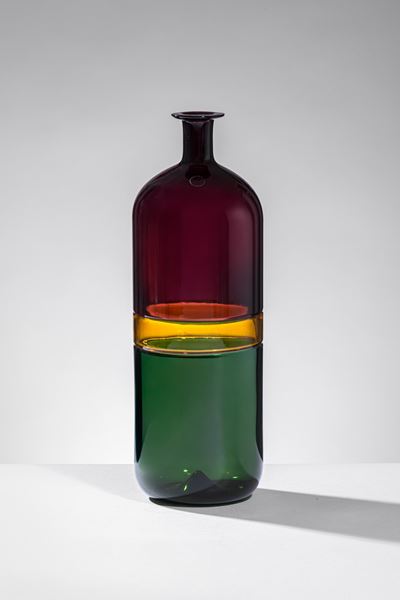Vaso della serie Bolle, vetro soffiato a doppio incalmo