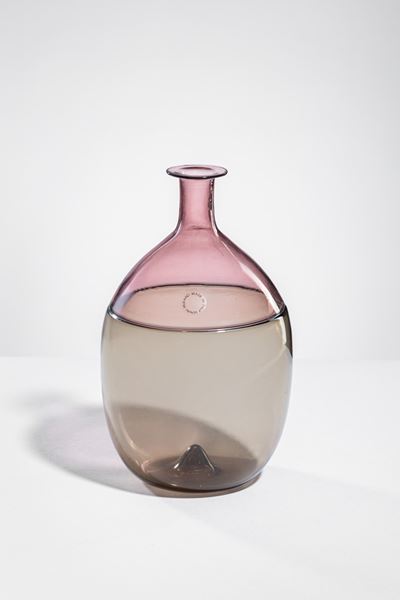 Vaso della serie Bolle, vetro soffiato a incalmo
