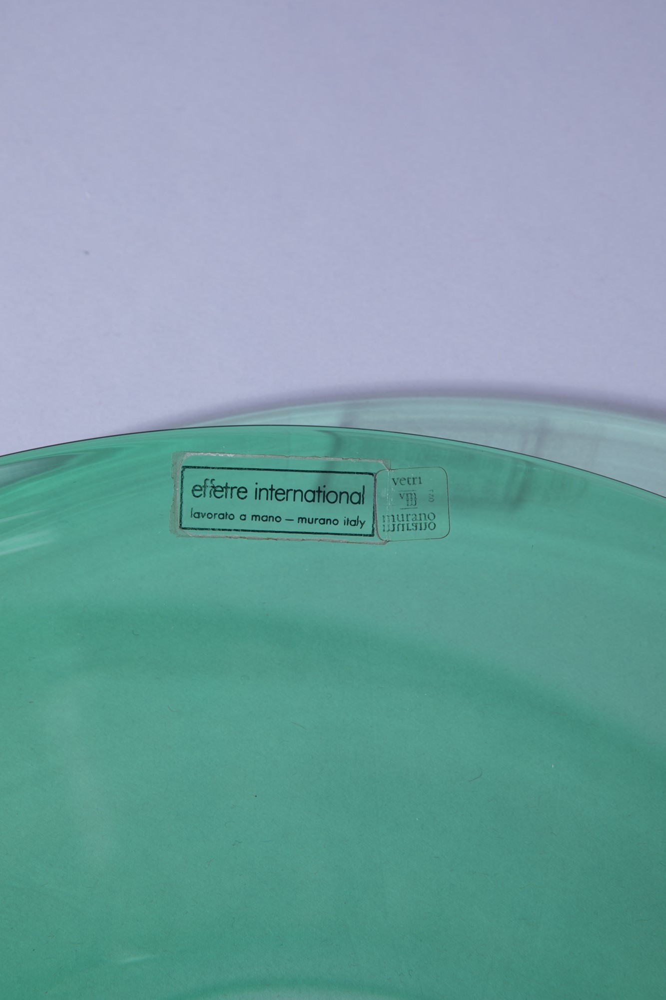 Effetre International - Grande piatto in vetro soffiato verde con disco centrale blu