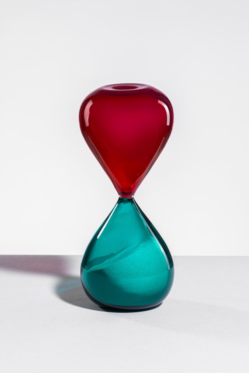 Paolo Venini - Clessidra mod. 4906 in vetro soffiato rosso e verde