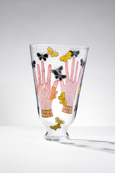 Vaso Mani con Farfalle in vetro trasparente cristallo