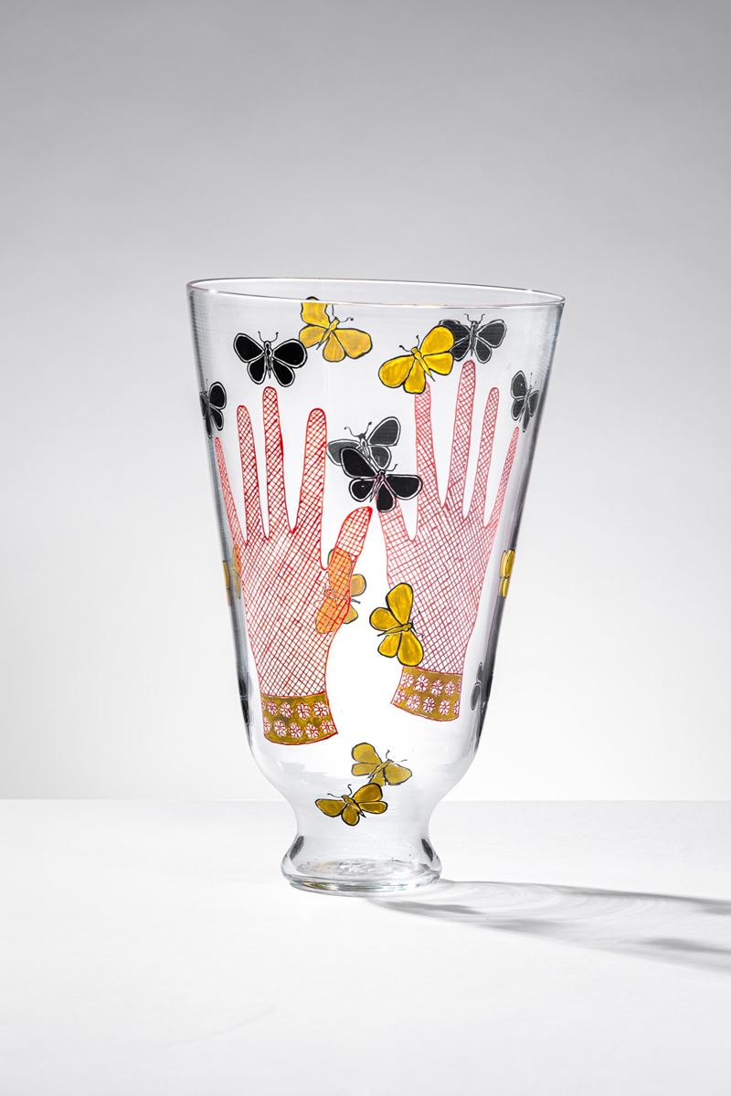 s.a.L.I.r. - Vaso Mani con Farfalle in vetro trasparente cristallo