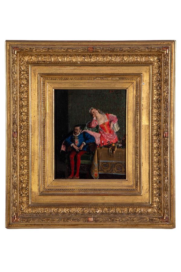 Giovan Battista Quadrone - Interno con scena teatrale