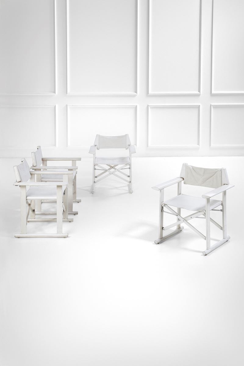 Quattro poltrone pieghevoli da giardino