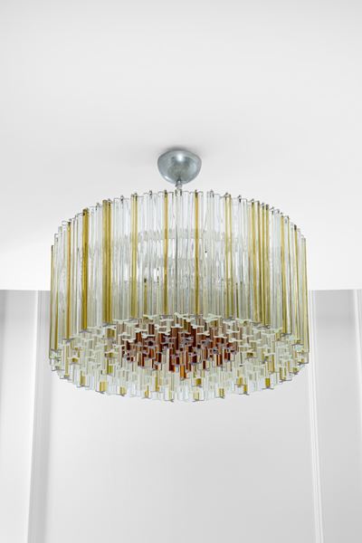 Grande Lampadario a Canne Piene della Serie Trilobo