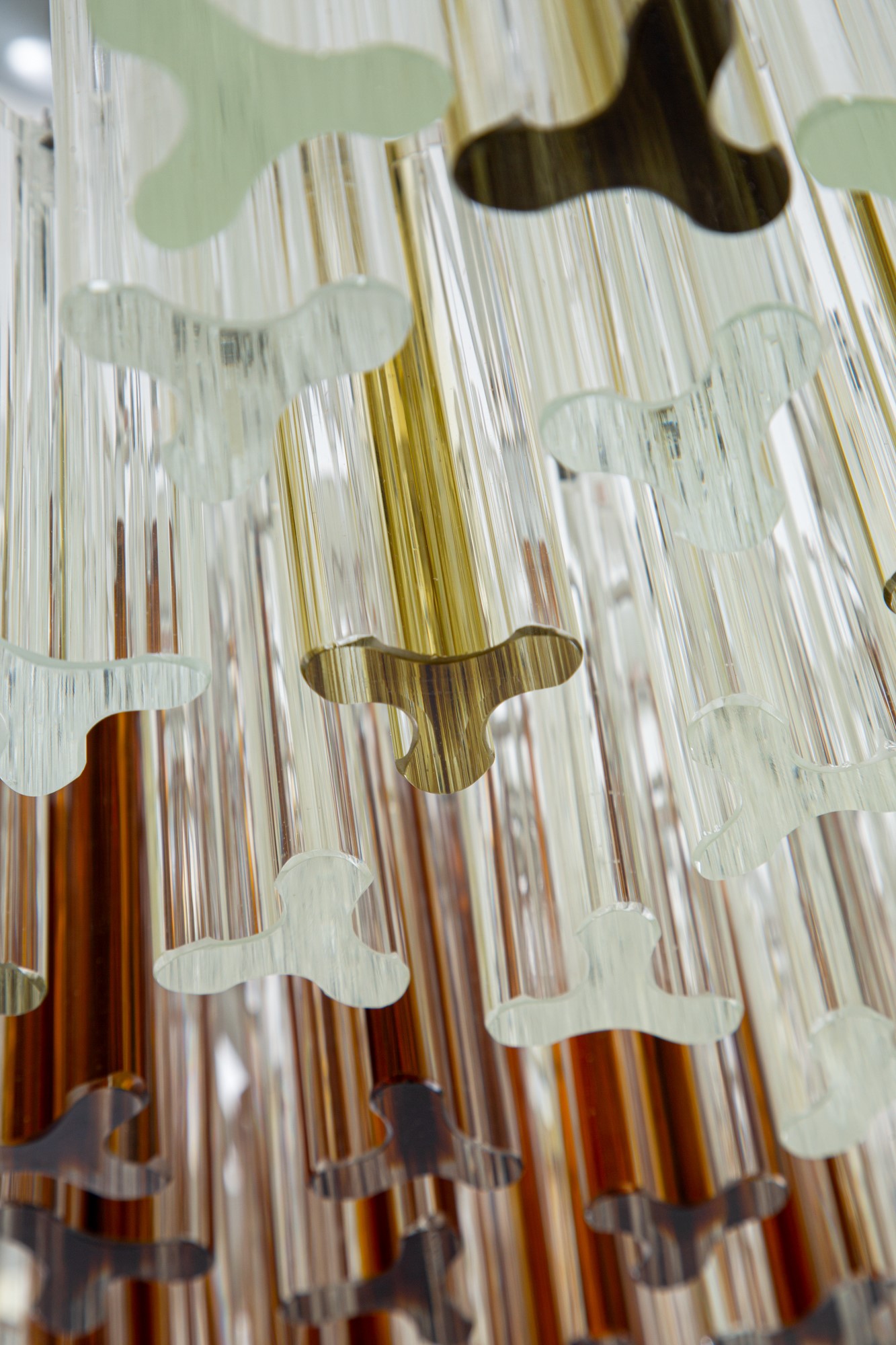 Venini - Grande Lampadario a Canne Piene della Serie Trilobo