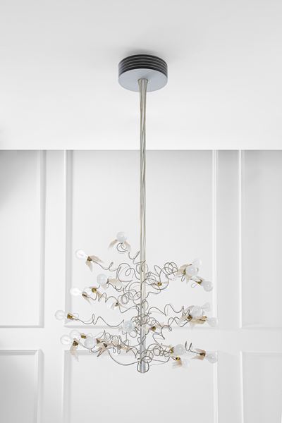 Lampadario 'Birds Birds Birds', 1992-2018, metallo e piuma d'oca