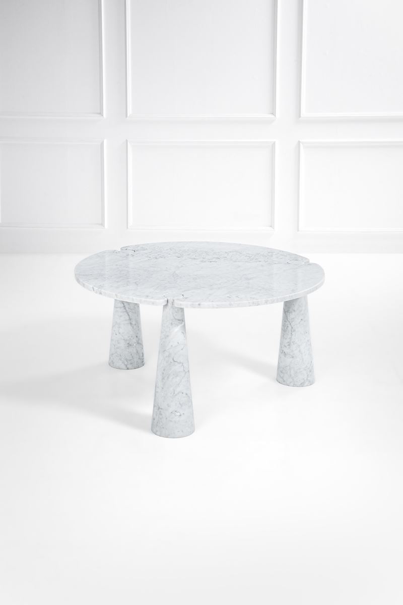Angelo Mangiarotti - Tavolo della serie Eros, marmo e metallo, h 72 cm, diam. 145 cm