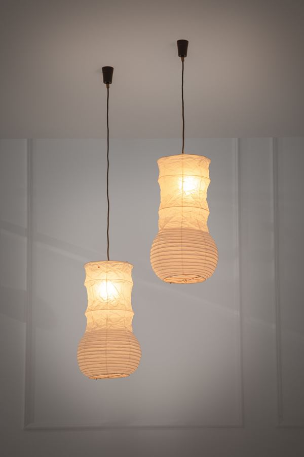 Isamu Noguchi - Due lampade a sospensione mod. S2 della serie Akari
