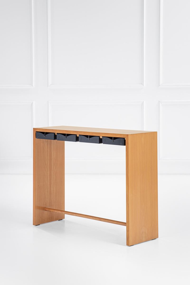 Enzo Mari - Console mod. Aquisgrana, legno massello e metallico, 1994 circa