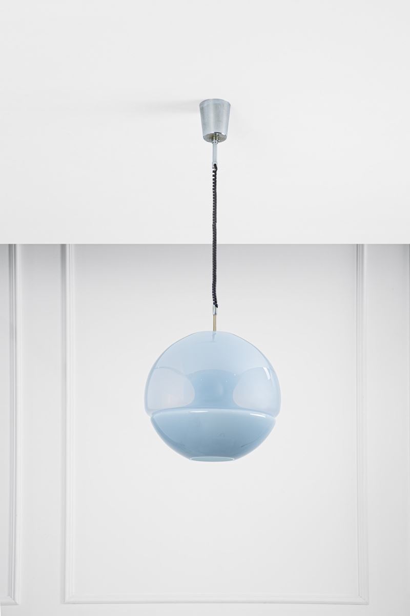 Carlo Nason - Lampada a sospensione mod. LS116, Vetro incamiciato colorato e metallo