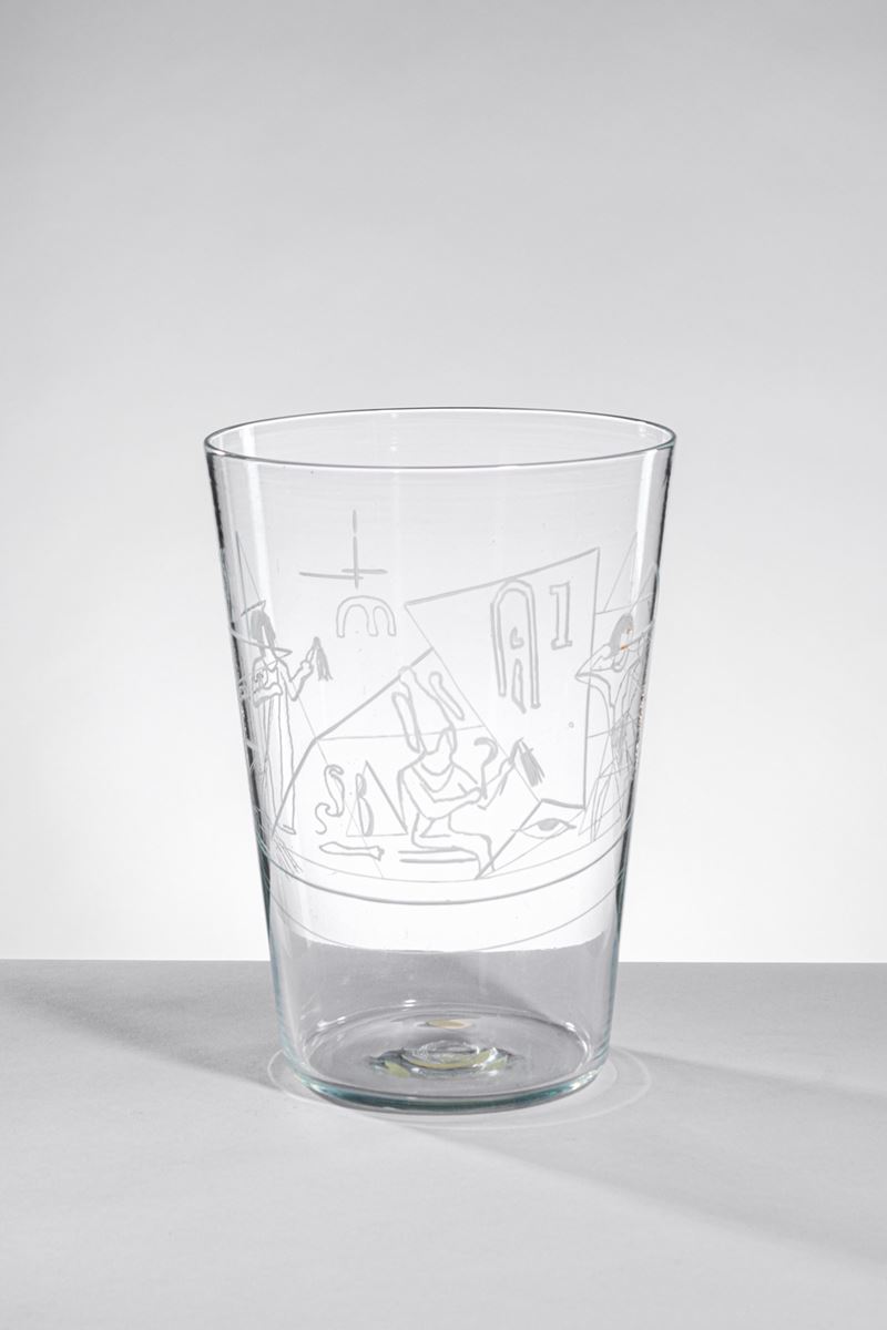 Franz Pelzel - Vaso in vetro soffiato con decorazioni incise