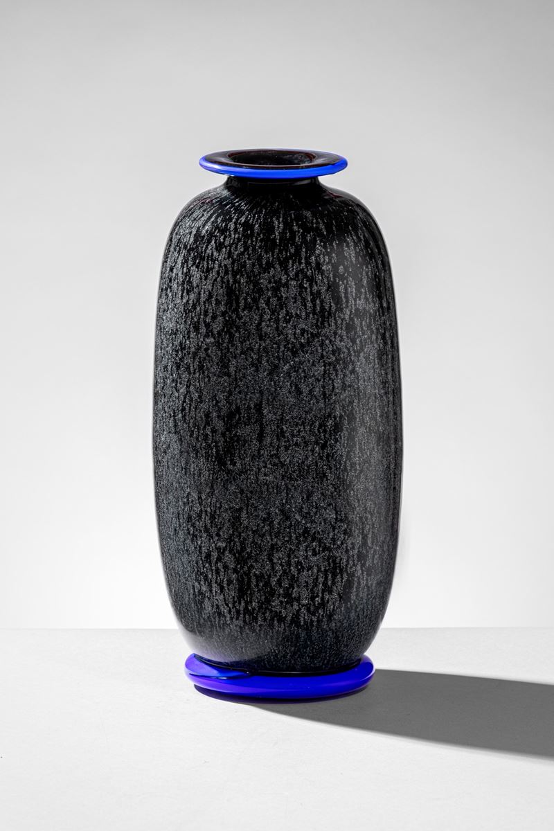 Arte Vetro Murano per Mila Schon - Vaso in vetro soffiato nero e blu