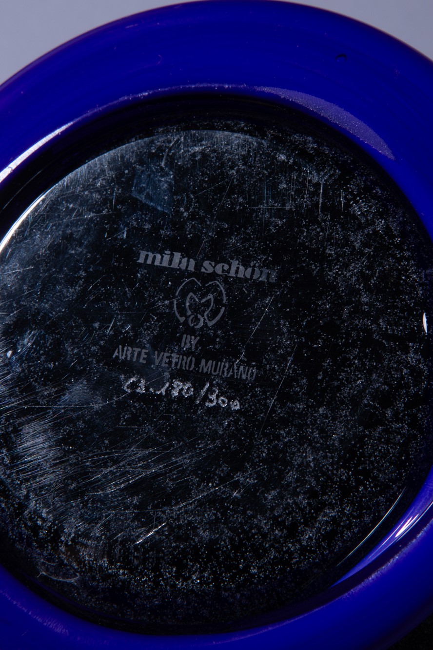 Arte Vetro Murano per Mila Schon - Vaso in vetro soffiato nero e blu