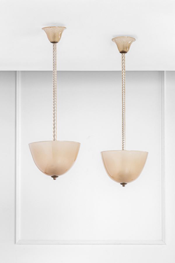 Barovier &amp; Toso - Due lampade a sospensione in vetro di Murano