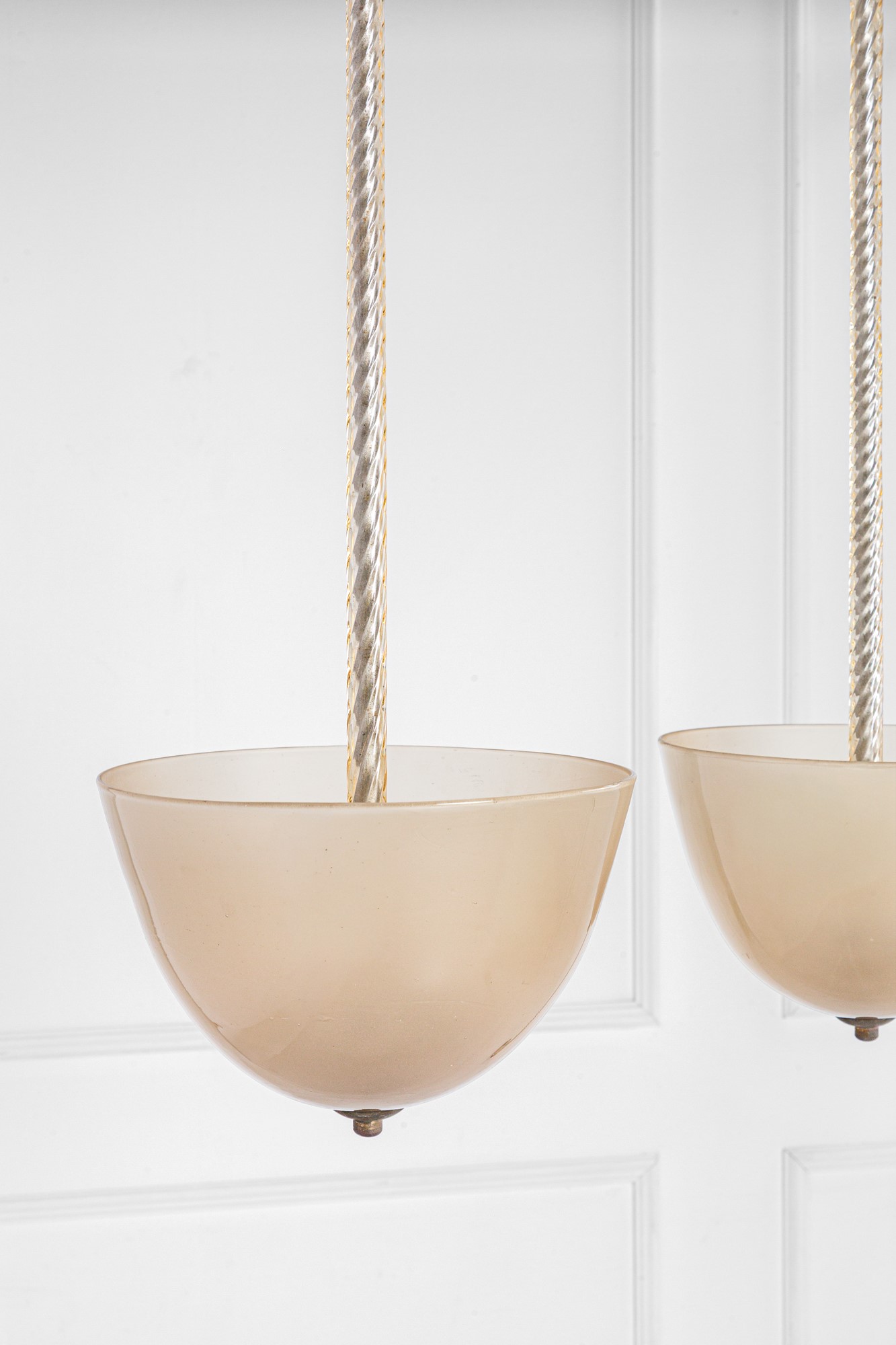 Due lampade a sospensione in vetro di Murano