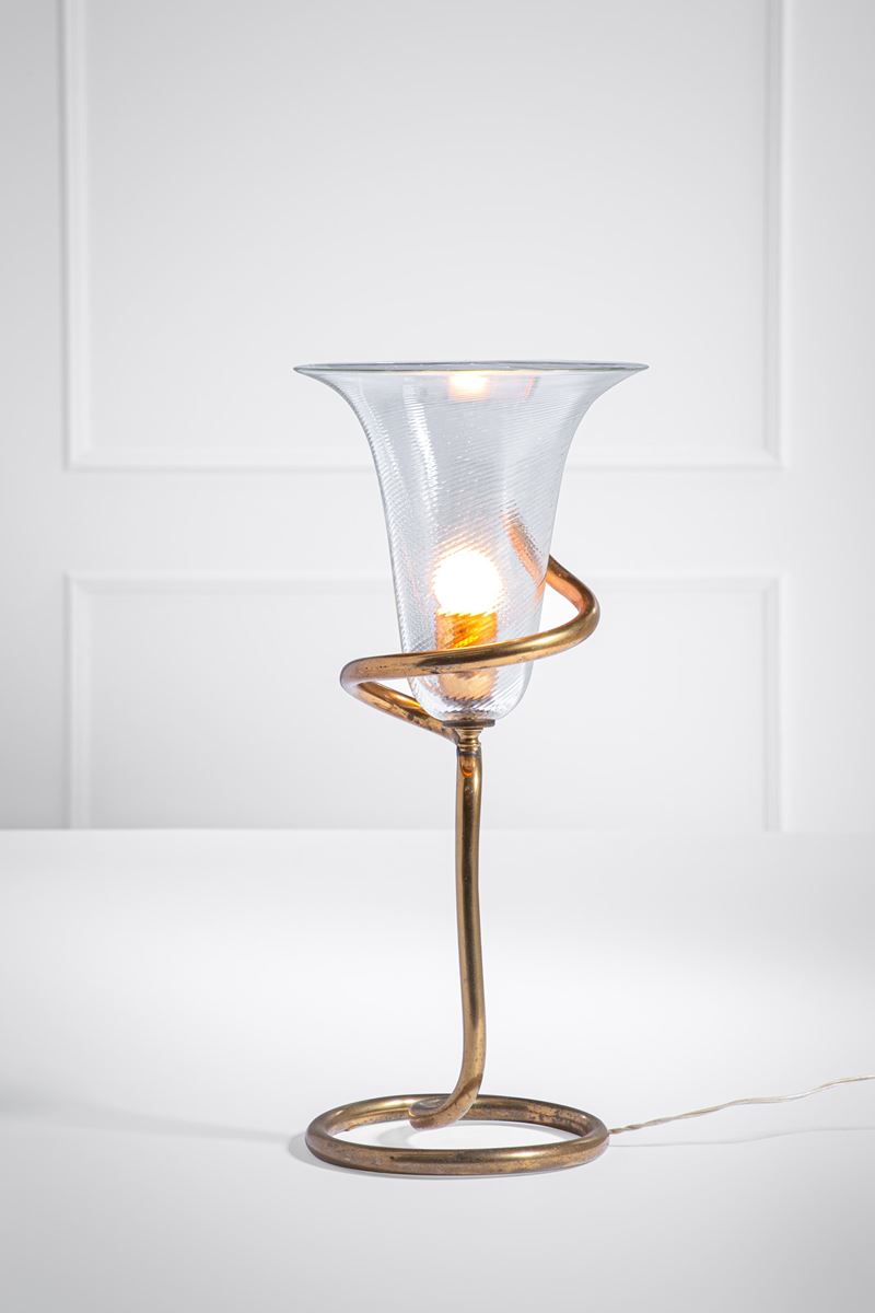 Kobi Wiesendanger - Lampada da tavolo modello Snake in vetro di Murano e ottone