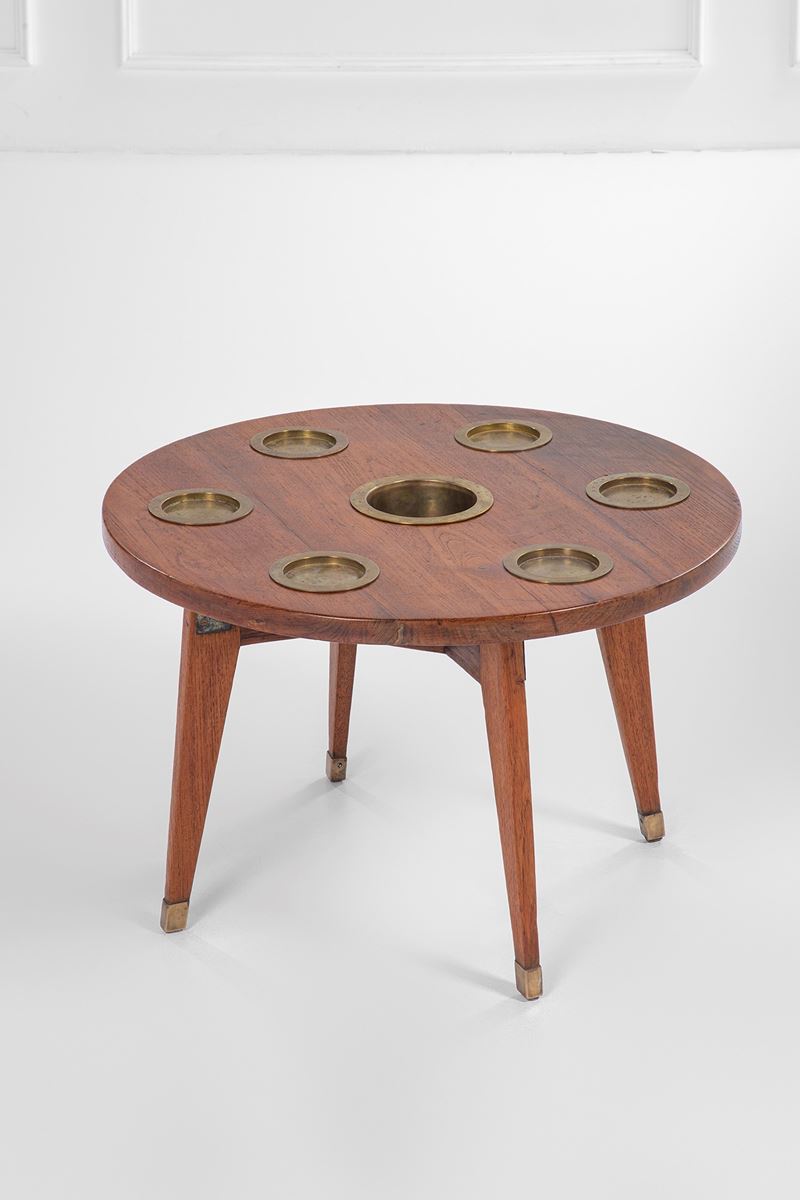 Tavolino da nave con portabottiglie e portabicchieri