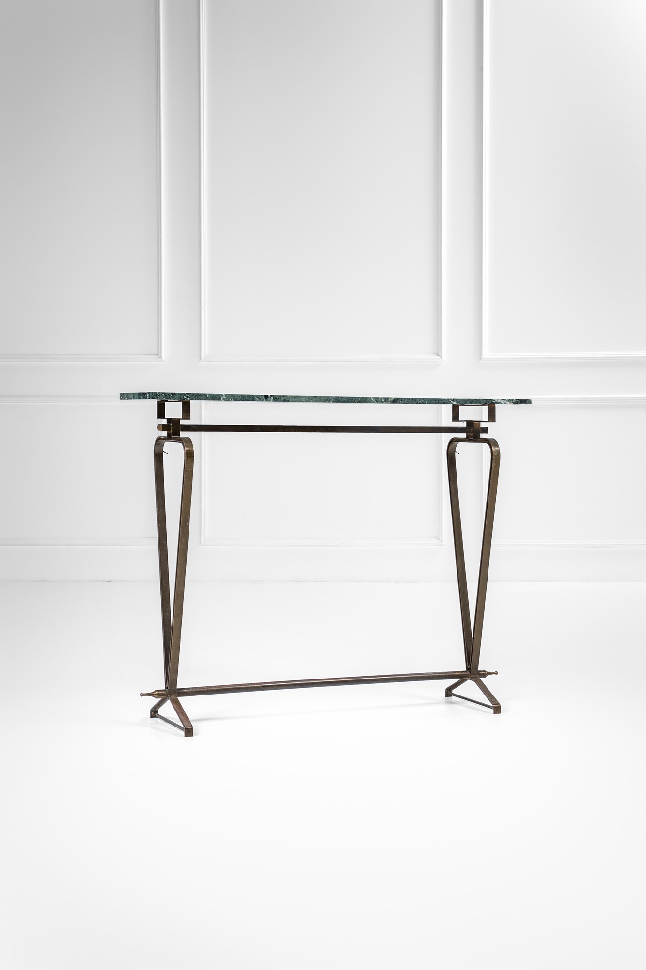 Console, ottone e marmo verde Alpi (ca. 1950)