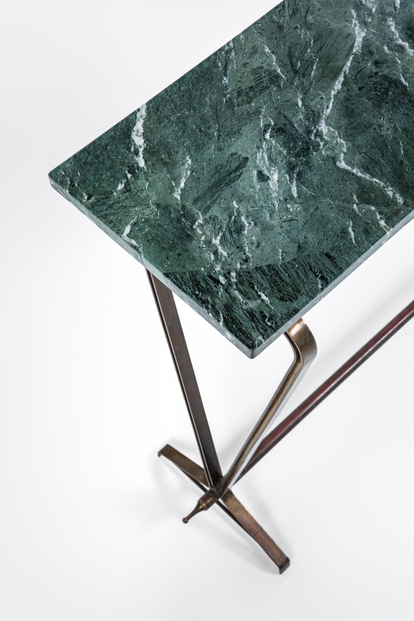 Console, ottone e marmo verde Alpi (ca. 1950)