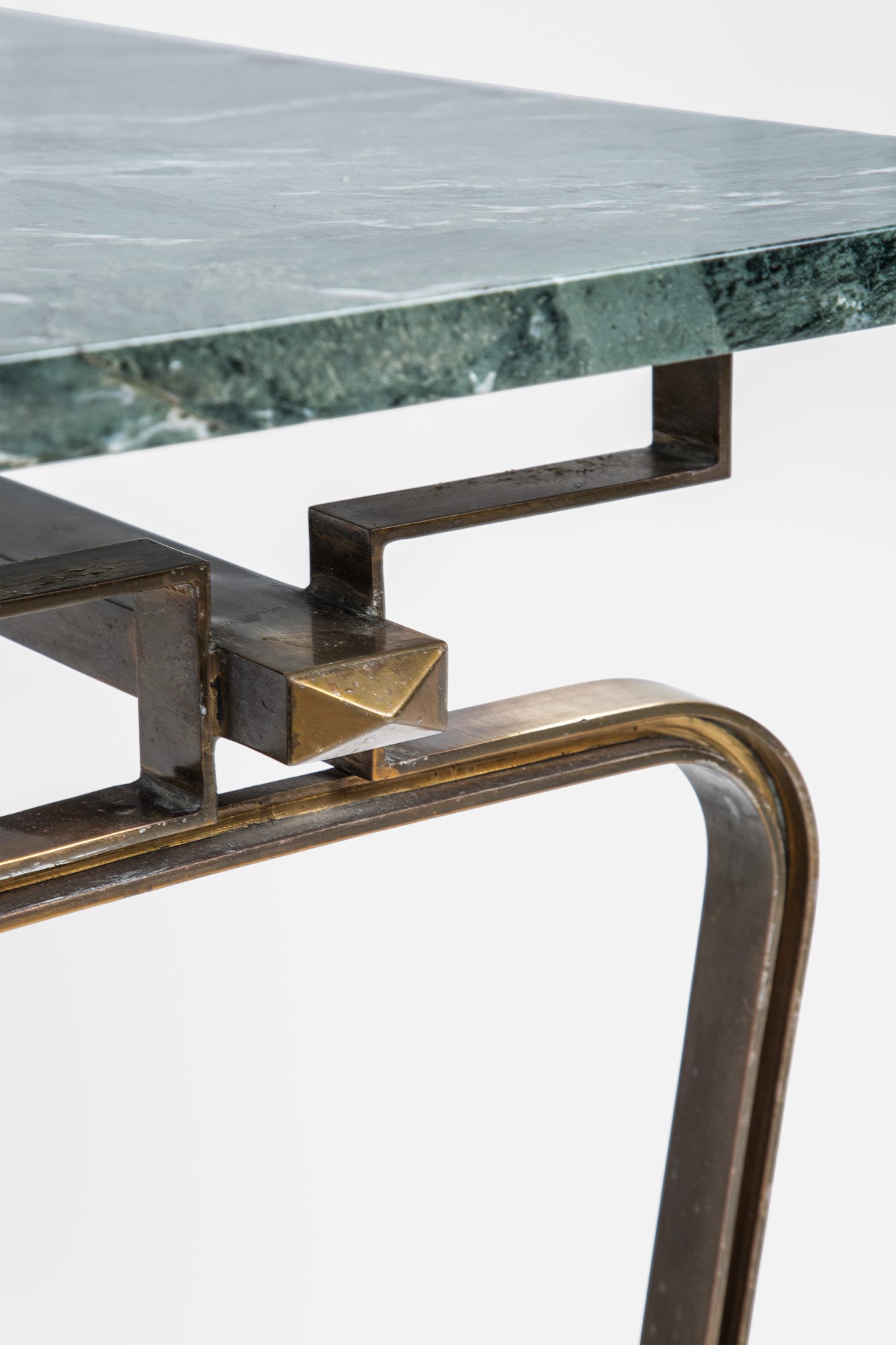 Console, ottone e marmo verde Alpi (ca. 1950)