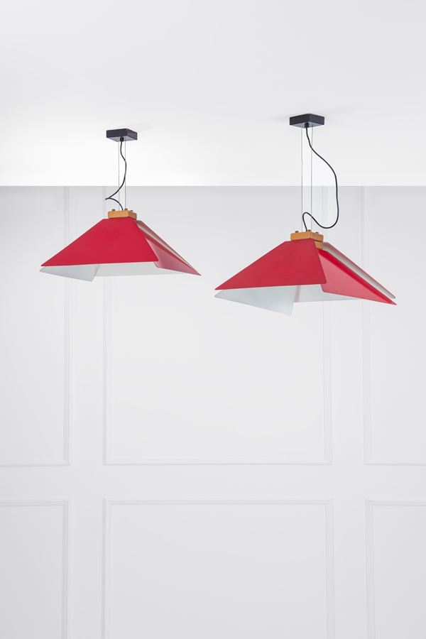 Jonathan De Pas, Donato D'Urbino, Paolo Lomazzi - Due lampade a sospensione mod. Kazuko